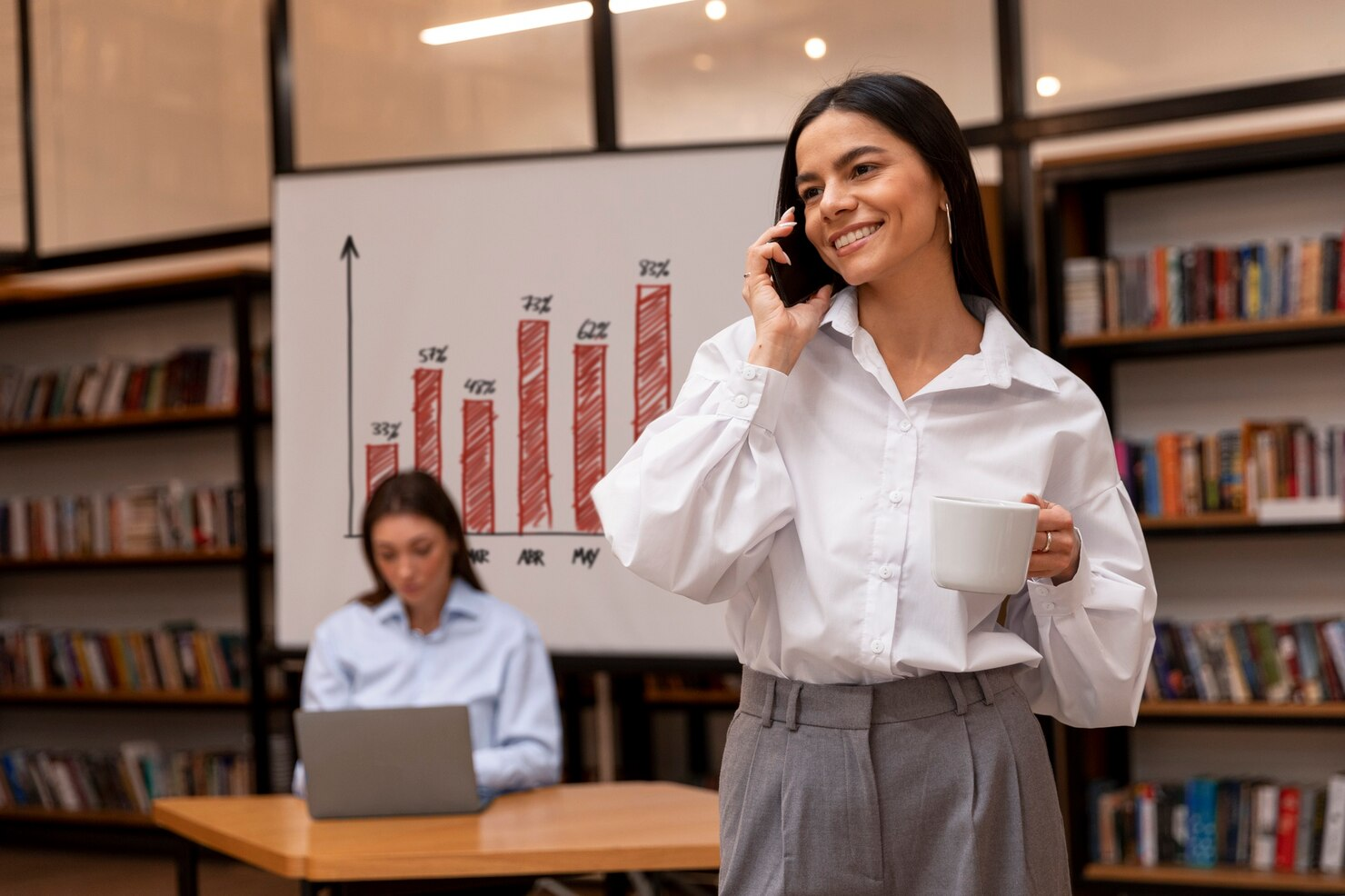Mulher ne negócios ao celular